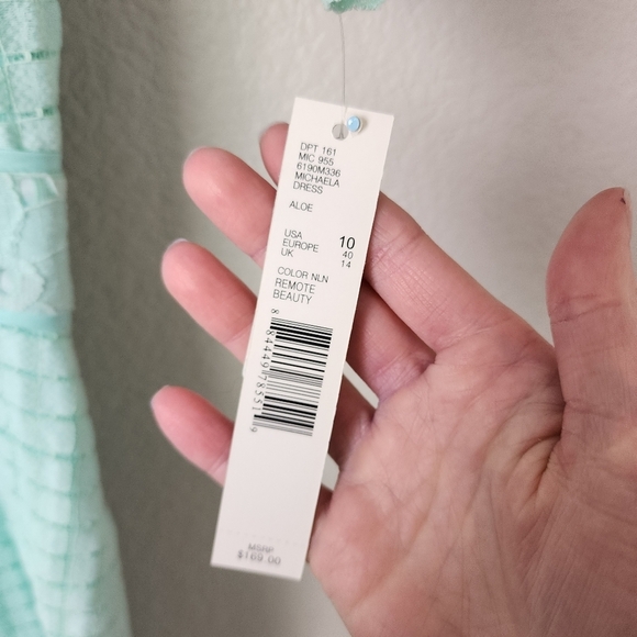 ANTONIO MELANI Eyelet short sleeve dress fit flare in Robin's egg blue NEW 10 - Picture 5 of 7